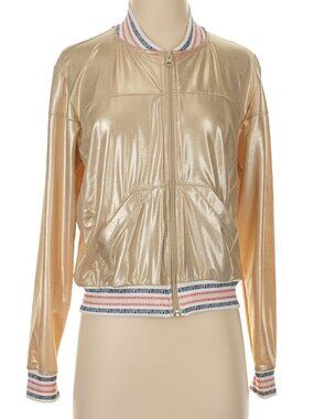 Lucky in Love Bethanie Mattek-Sands gold  bomber jacket sz S Tennis lightweight
